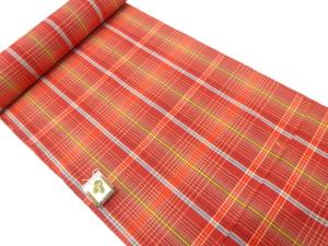 アンティーク　格子模様織り出し　着尺反物